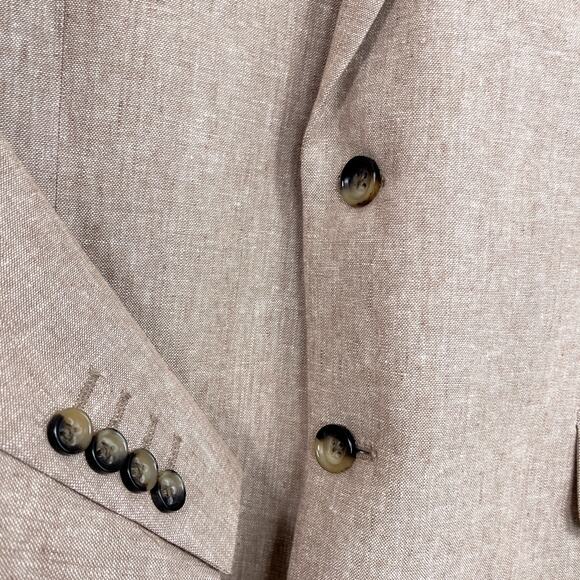 Stafford Weave Linen Blend Summer Sport Coat Tan Beige Classic Fit Mens 44R - Picture 3 of 8
